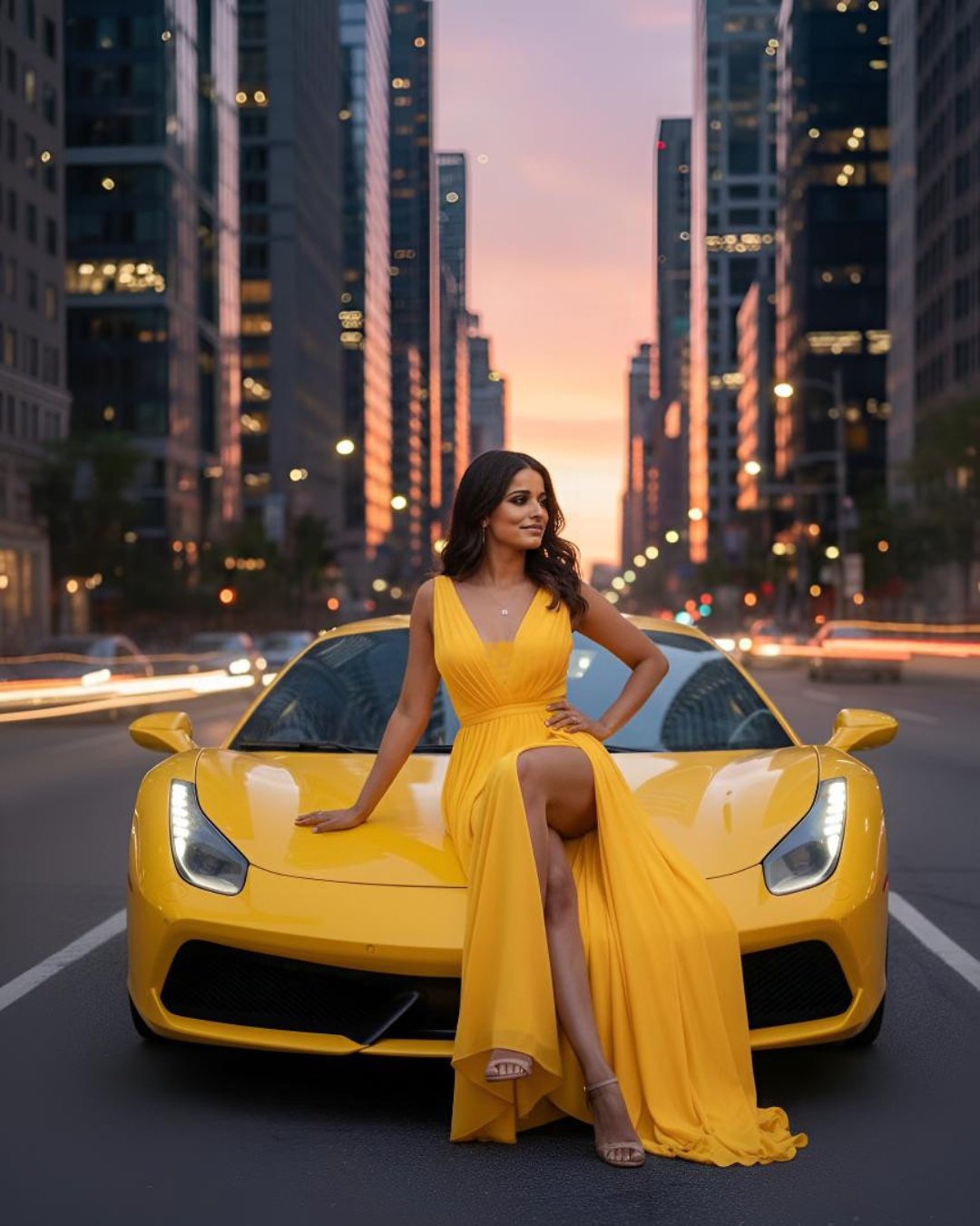 Andrea Vögeli Yellow Car Portrait